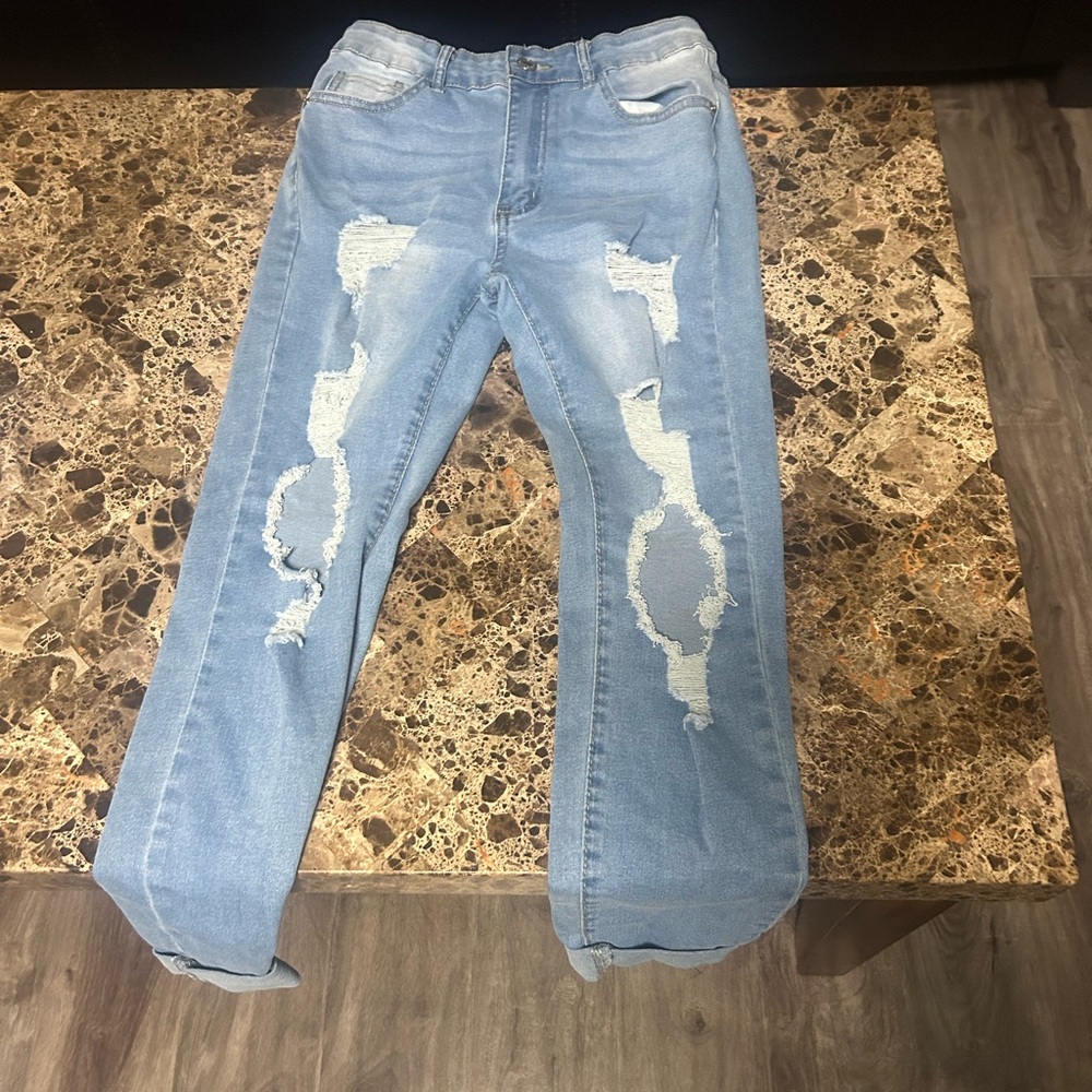 Distressed Light Blue Skinny Jeans